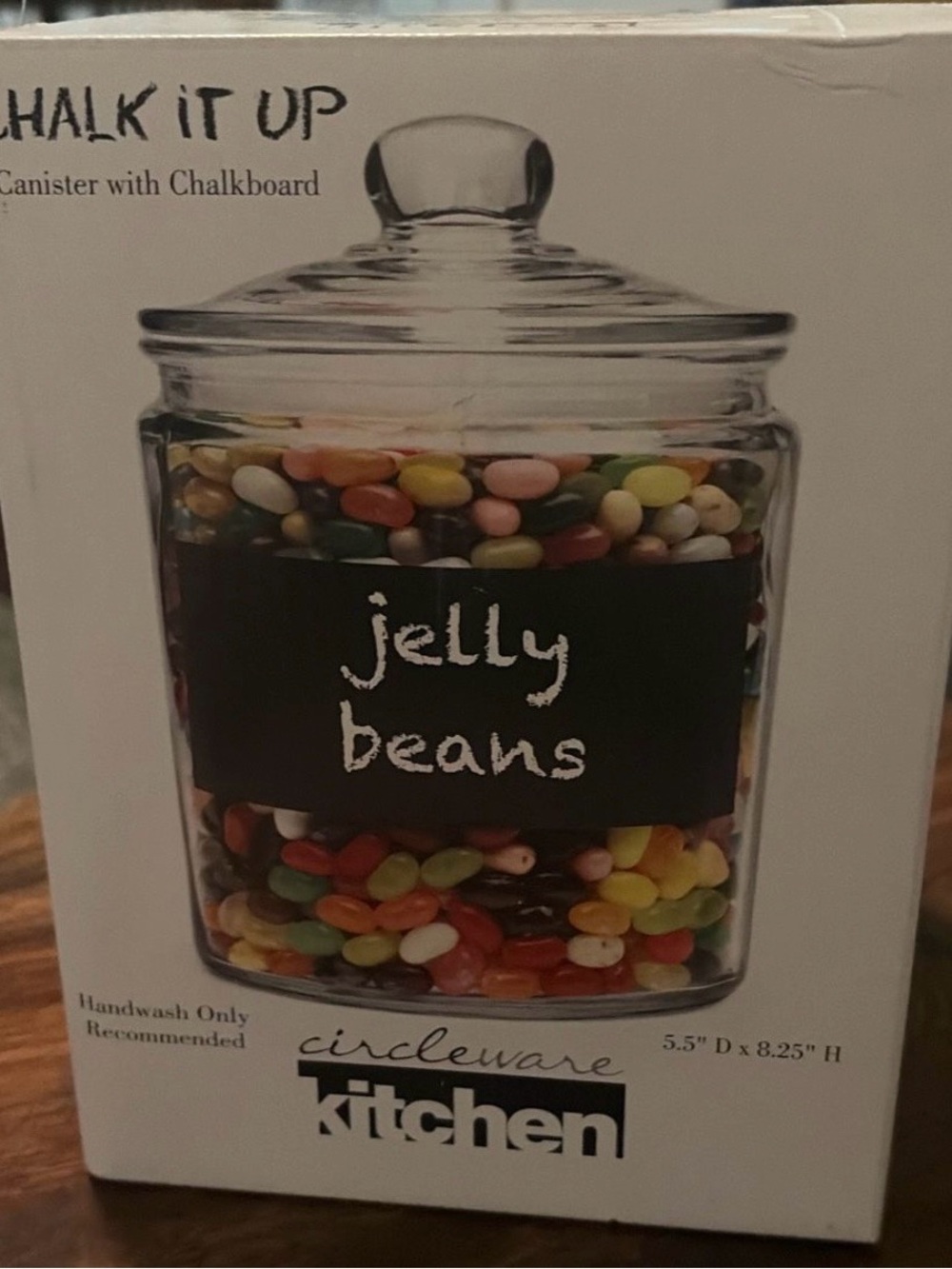 Clear Glass Canister with Black Chalkboard Label - Clear